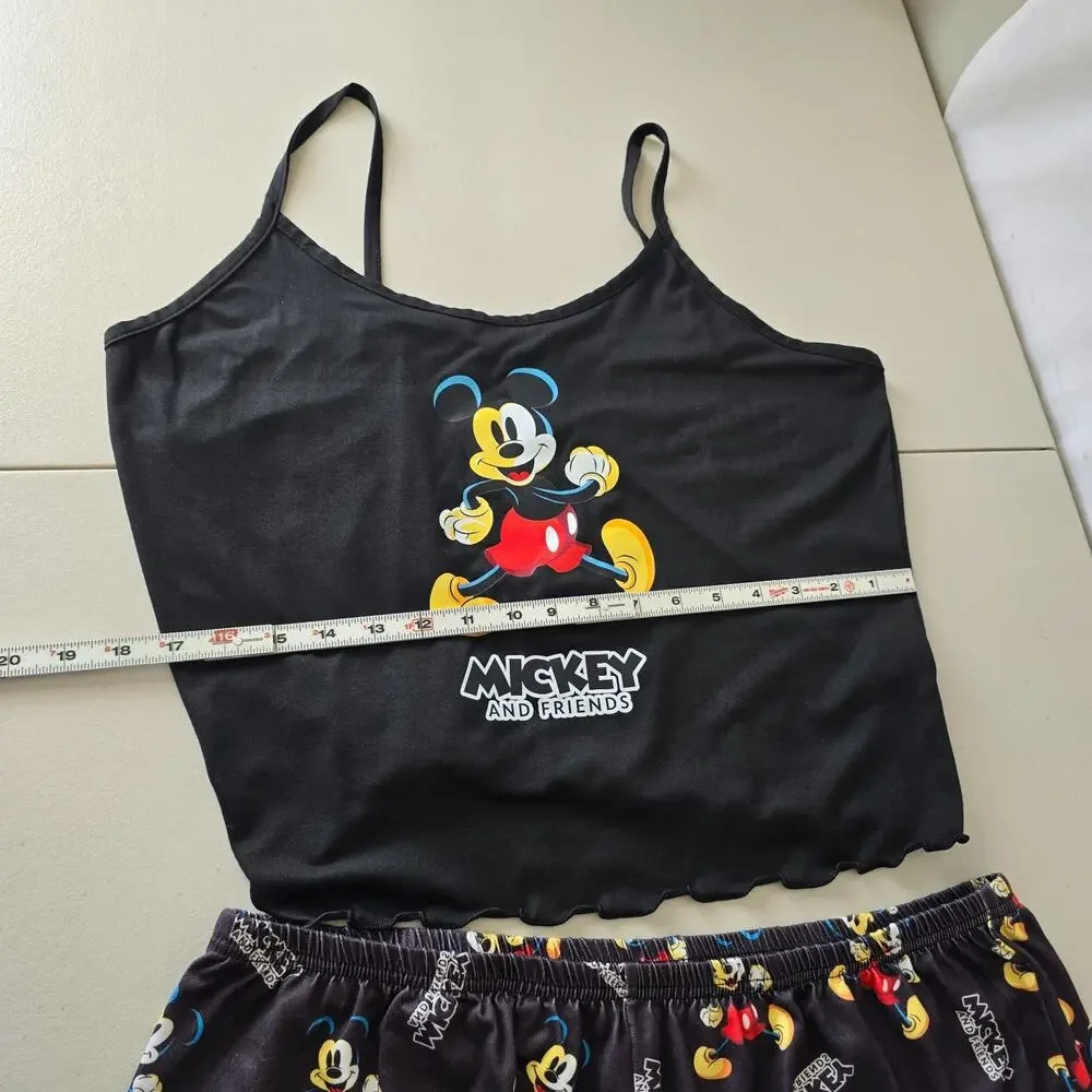 Disney Mickey Mouse & Friends Shorts & Tank Pajama Lounge Set Women's XXL Black - Picture 13 of 16